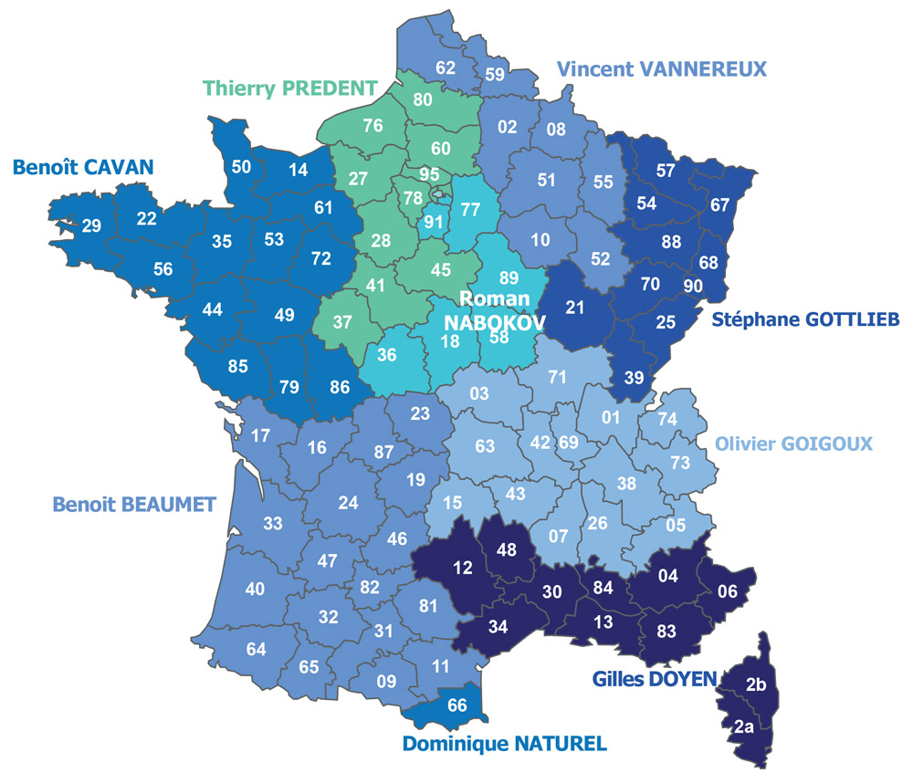 Carte des commerciaux Arden Equipment en France